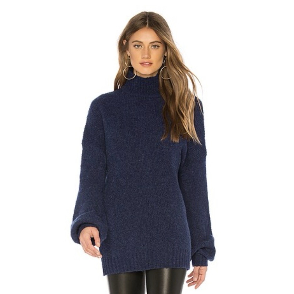 LOVERS + FRIENDS Independent Sweater in Blue Womens Turtleneck Revolve‎ Wool